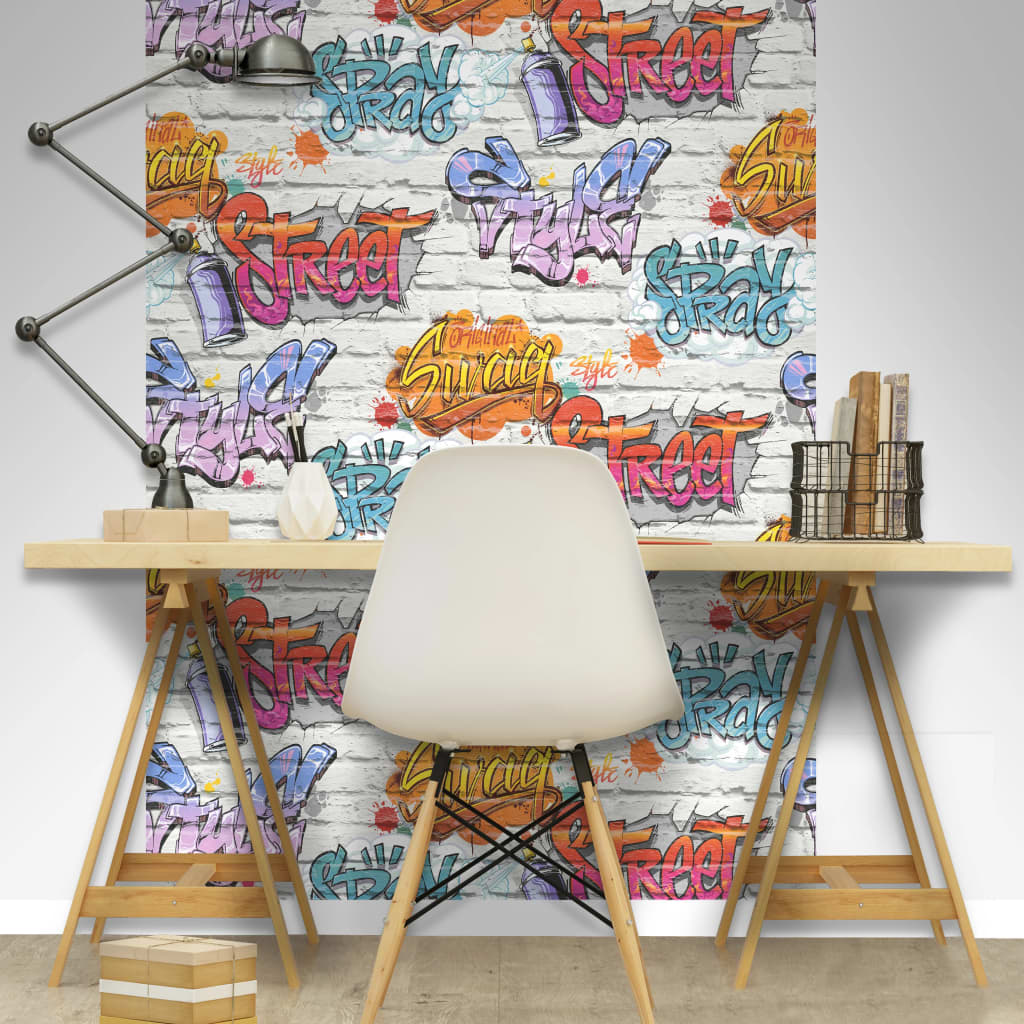 DUTCH WALLCOVERINGS Tapet graffiti flerfärgad L179-05