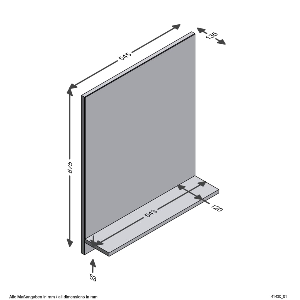 FMD Väggmonterad spegel med hylla 54,5x13,5x67,5 cm ek