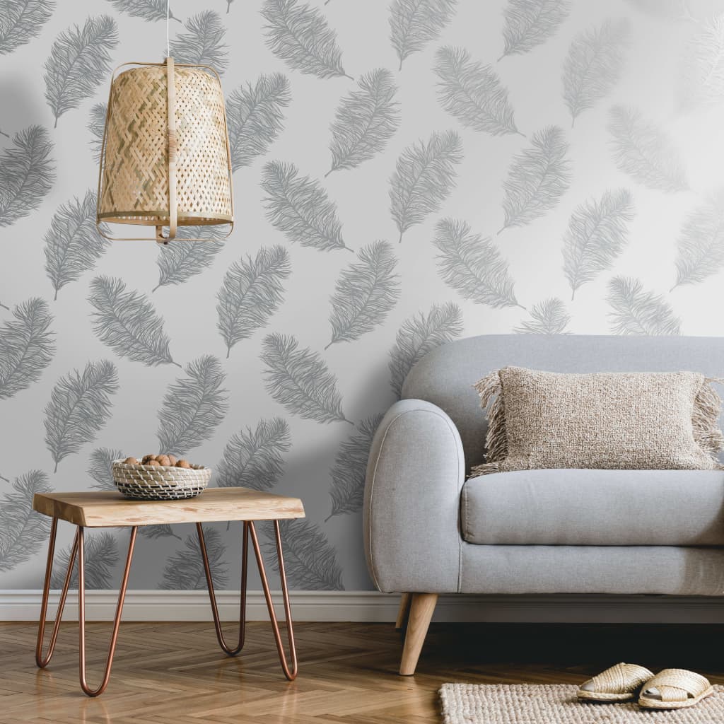 DUTCH WALLCOVERINGS Tapet Fawning Feather ljusgrå