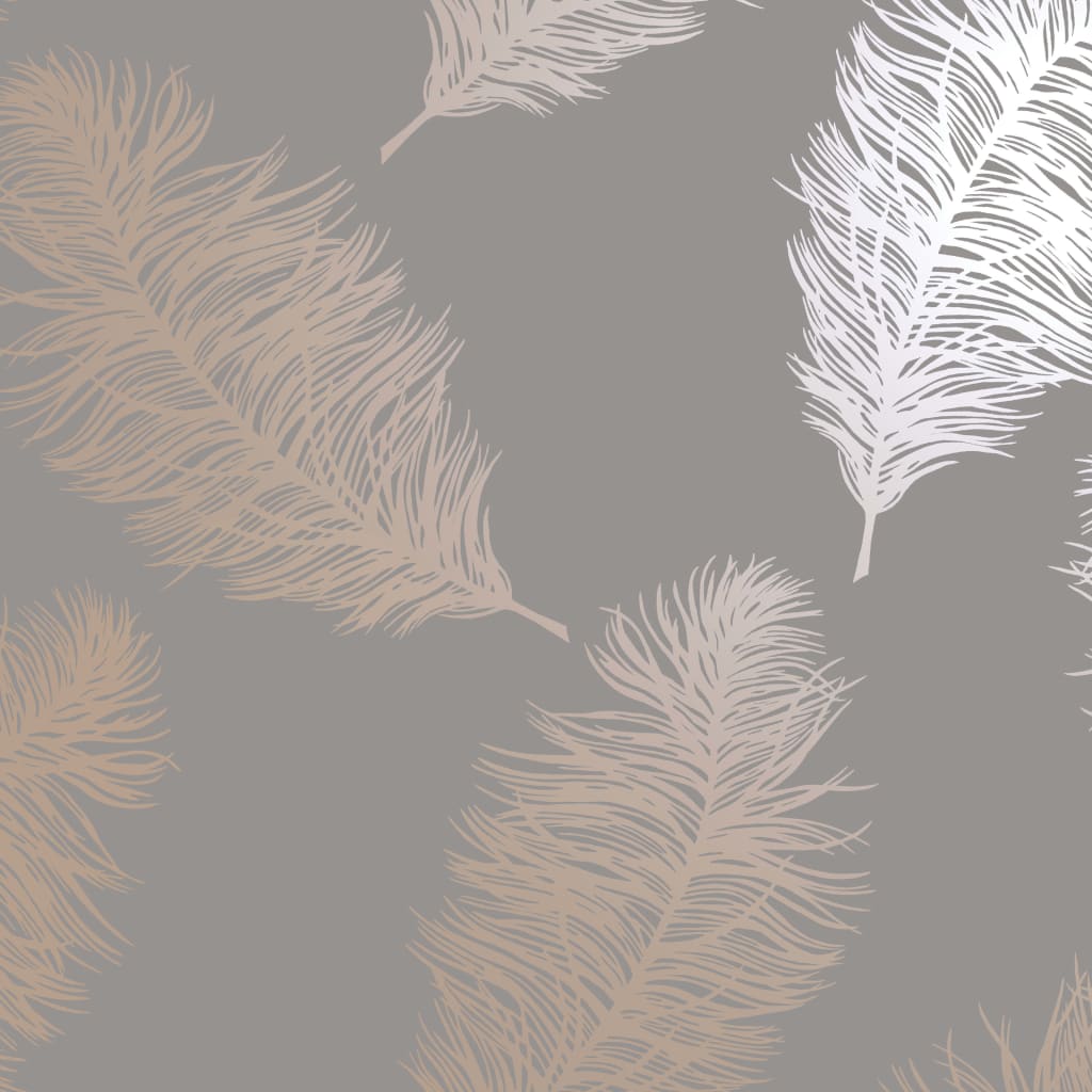 DUTCH WALLCOVERINGS Tapet Fawning Feather grå och roséguld