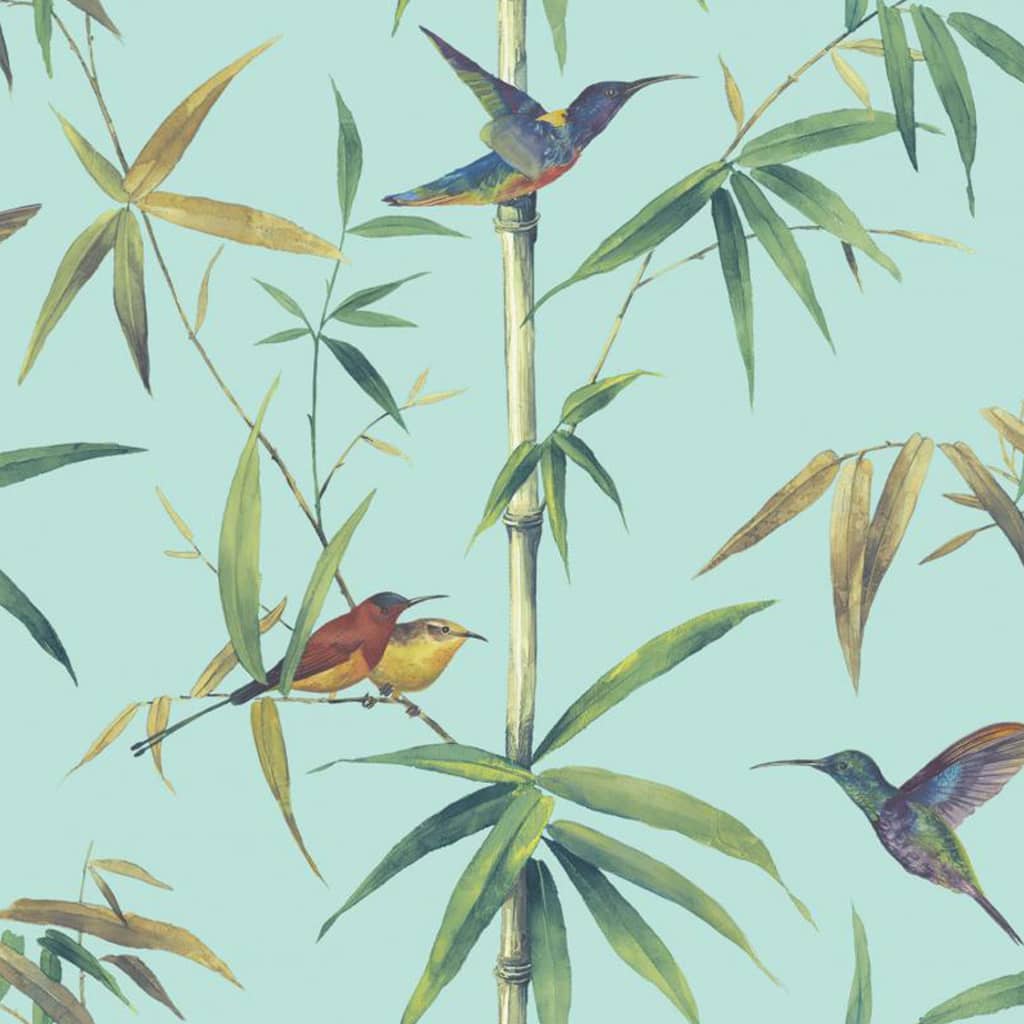 Noordwand Tapet Kolibri and Bamboo turkos