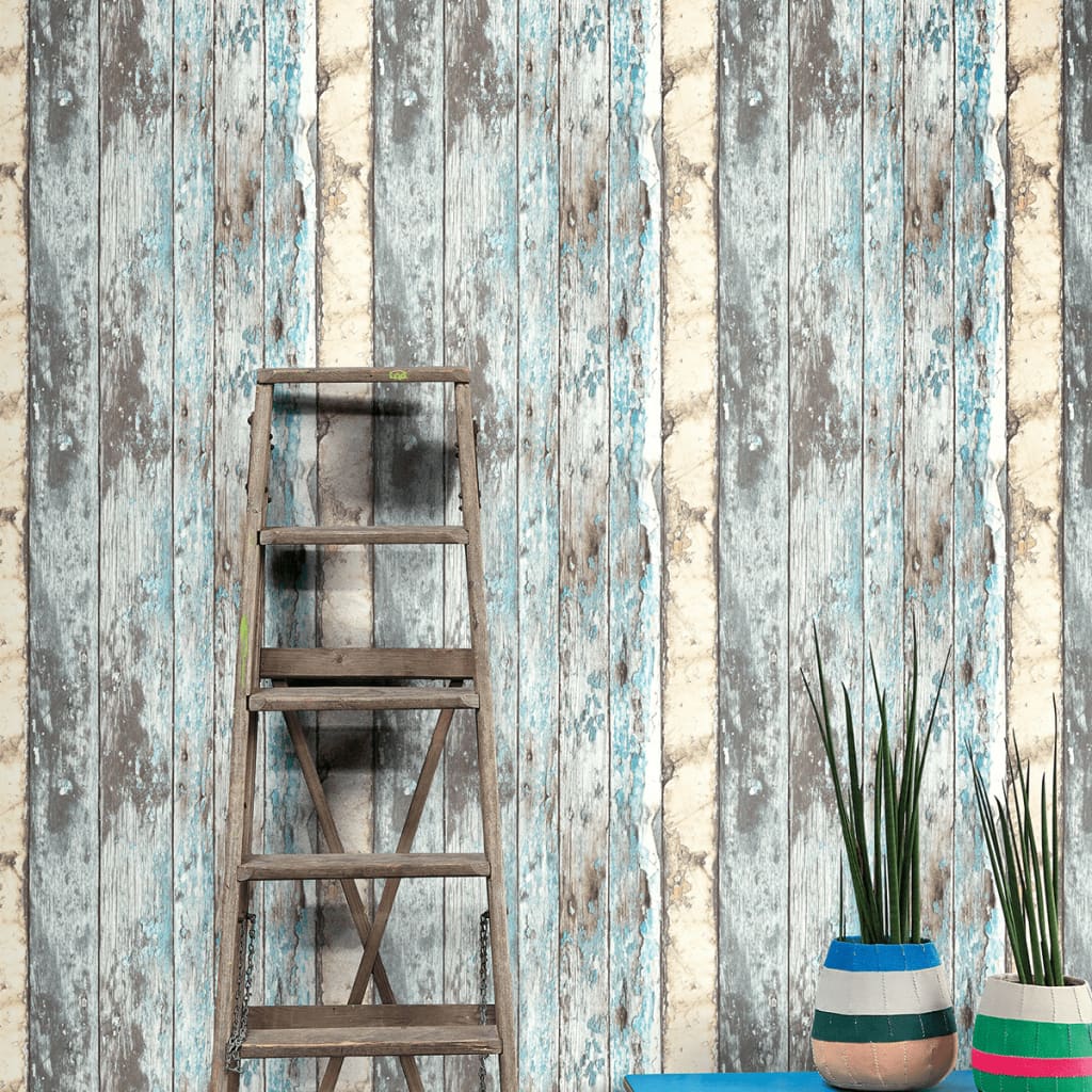 DUTCH WALLCOVERINGS Tapet scrapwood blå PE10012