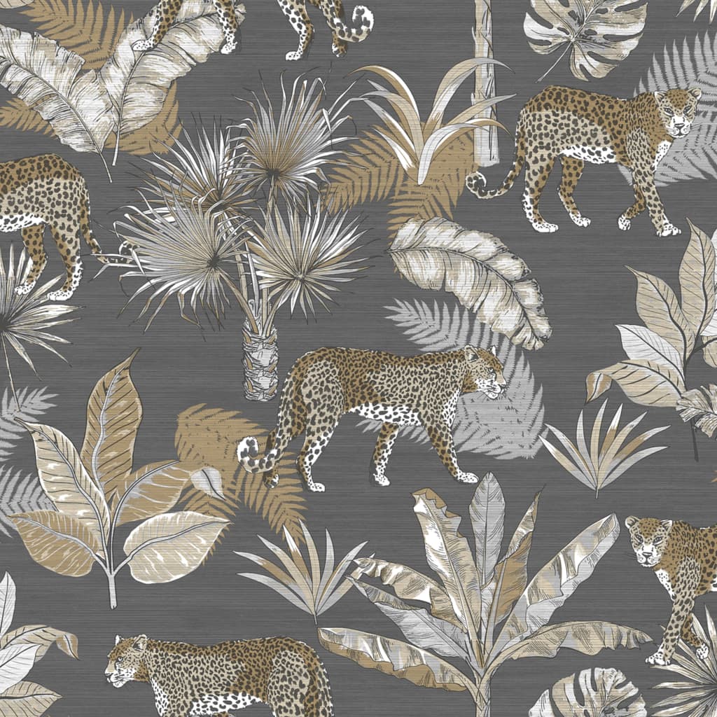 DUTCH WALLCOVERINGS Tapet leopard grå och beige