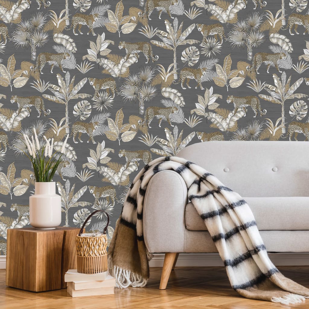 DUTCH WALLCOVERINGS Tapet leopard grå och beige