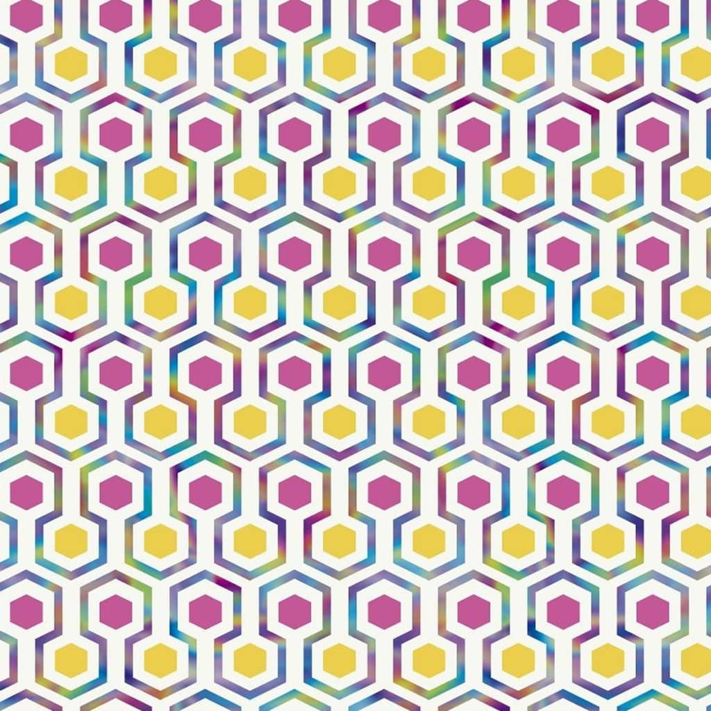 Noordwand Tapet Good Vibes Hexagon Pattern rosa och gul