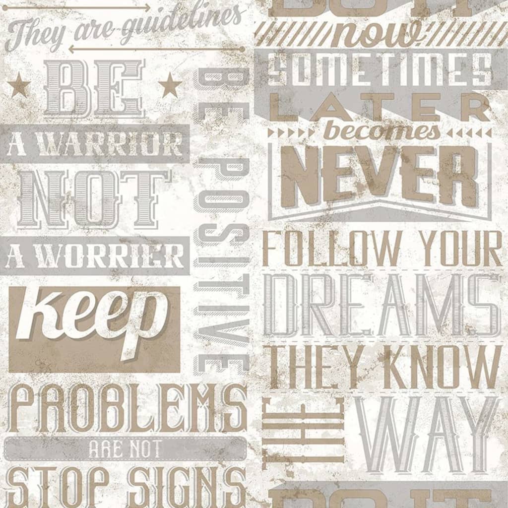 Noordwand Tapet Friends & Coffee Words and Letters metallic och beige