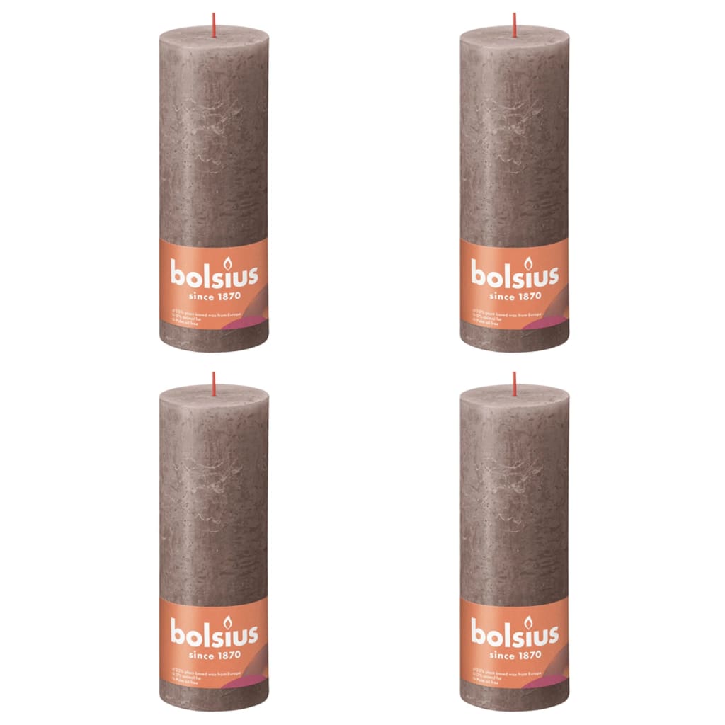 Bolsius Rustika blockljus 4-pack 190x68 mm rustik taupe