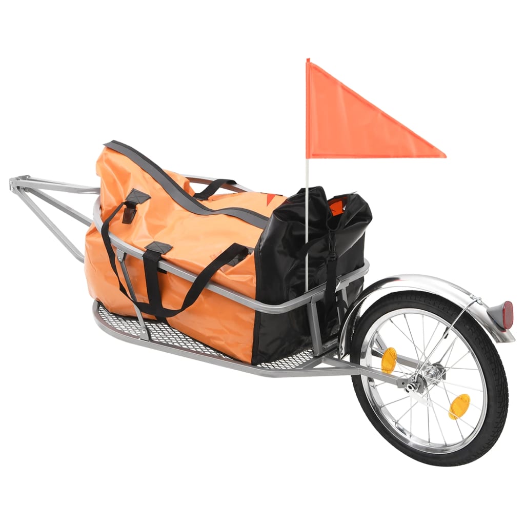 Cykelvagn för bagage med väska orange och svart