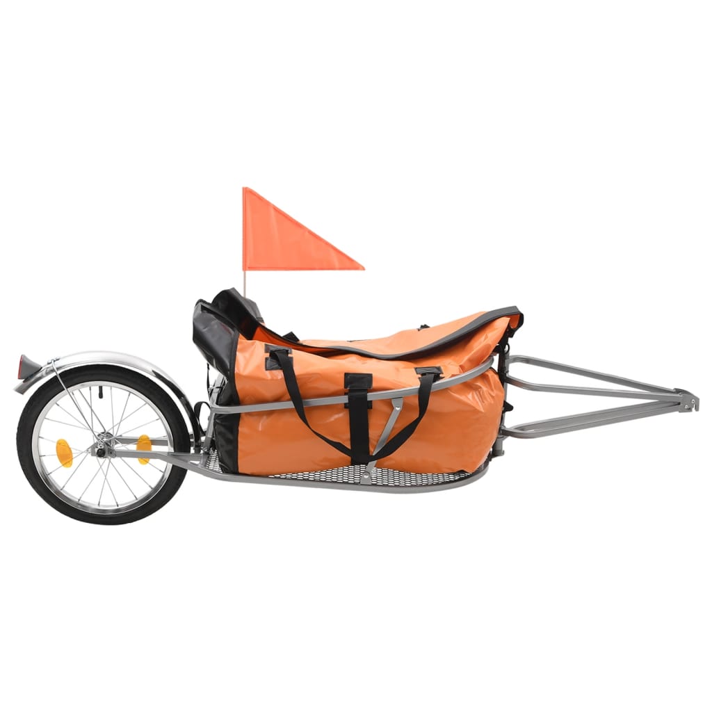 Cykelvagn för bagage med väska orange och svart