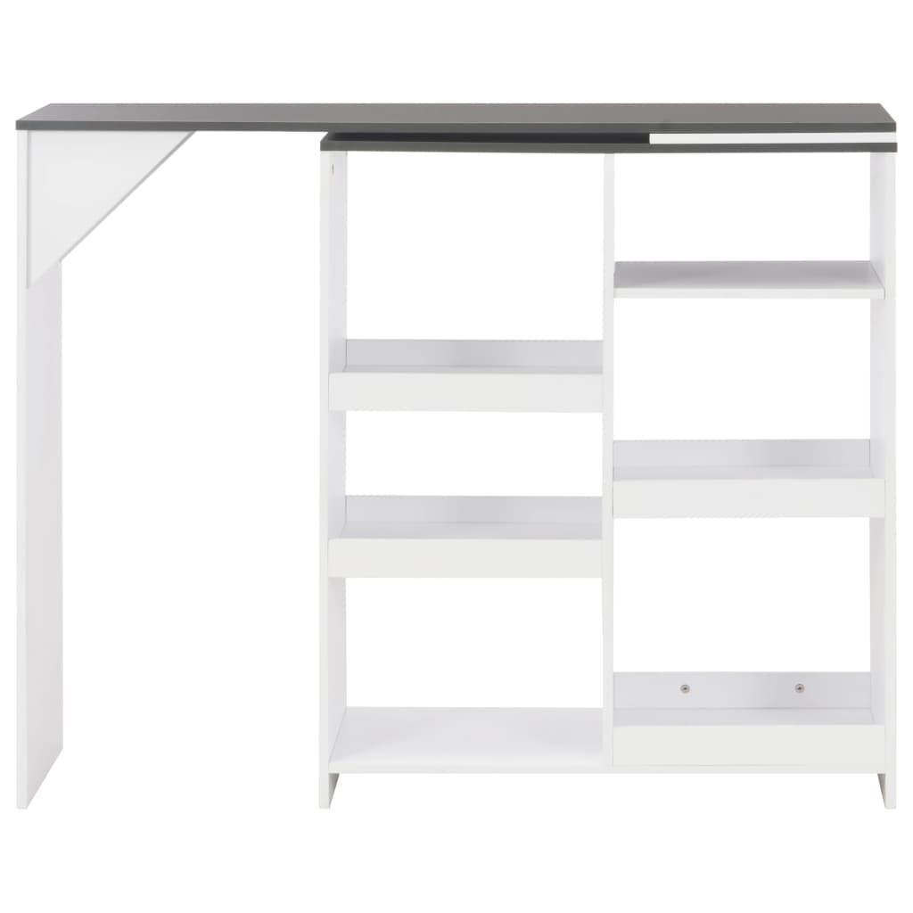 Barbord med flyttbar hylla vit 138x39x110 cm