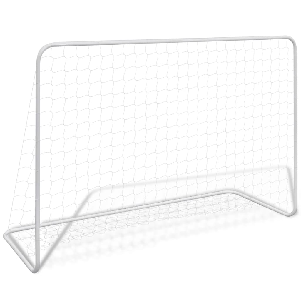 Fotbollsmål med nät 182x61x122 cm stål vit