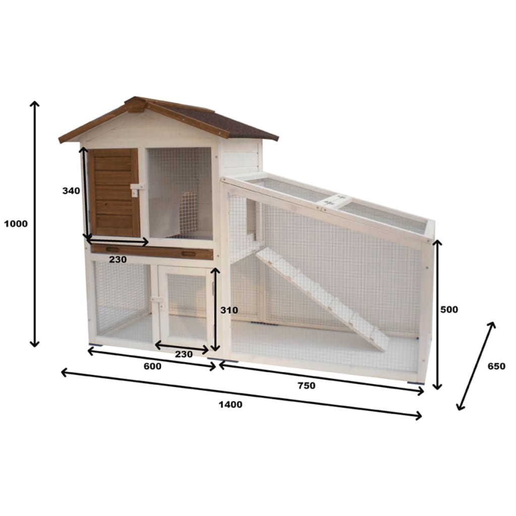 @Pet Kaninbur Tommy 140x65x100 cm vit och brun 20072