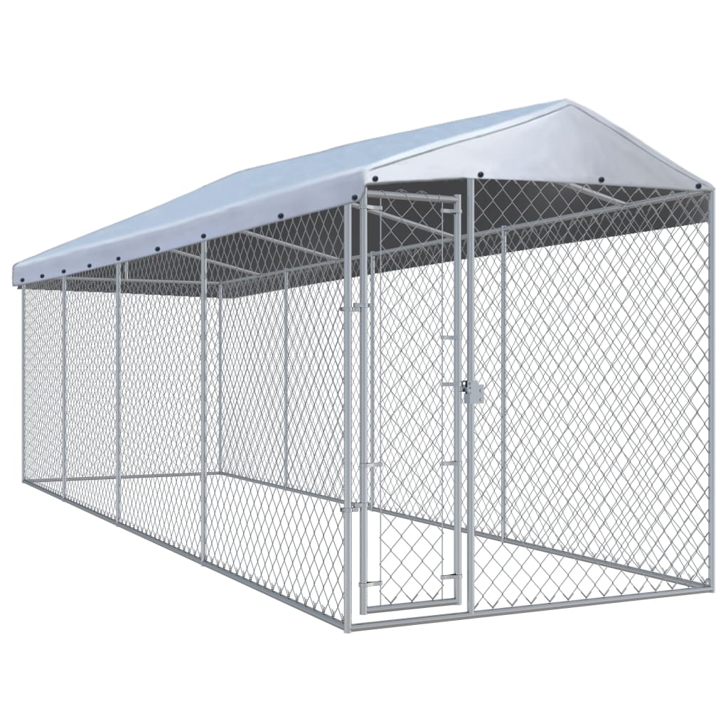 Hundkennel för utomhusbruk med tak 760x190x225 cm