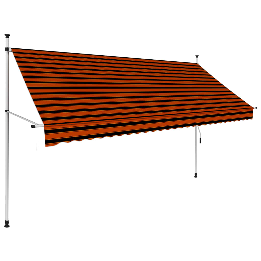 Markis manuellt infällbar 300 cm orange och brun