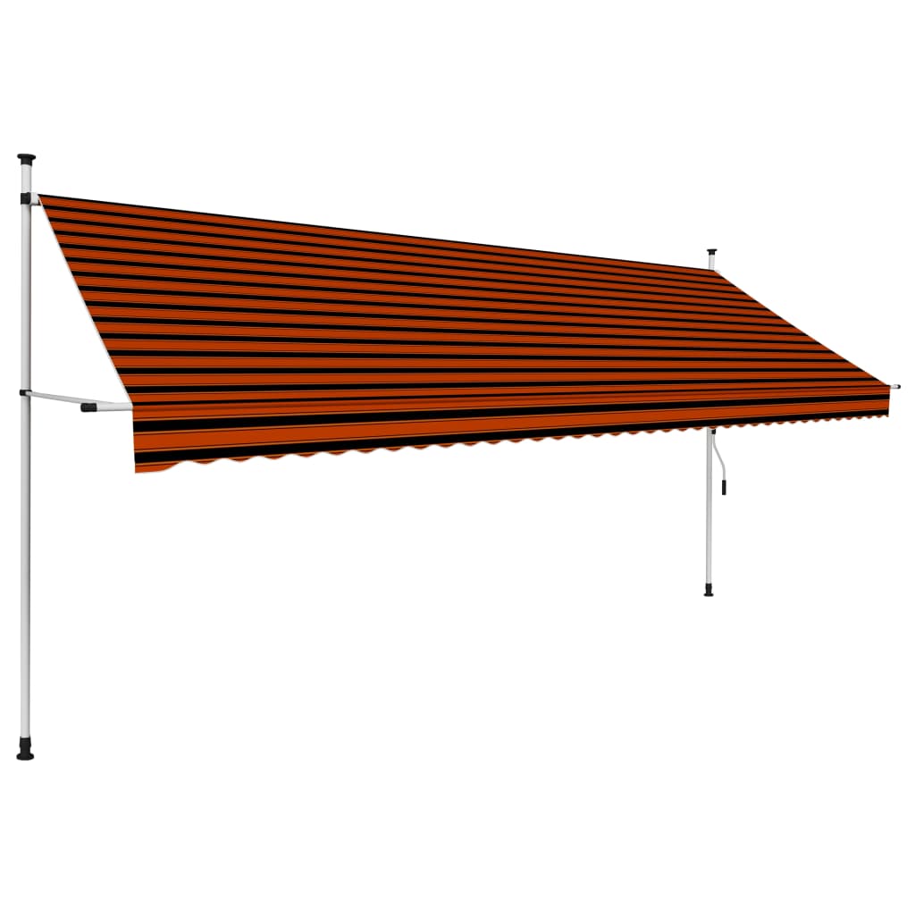 Markis manuellt infällbar 400 cm orange och brun