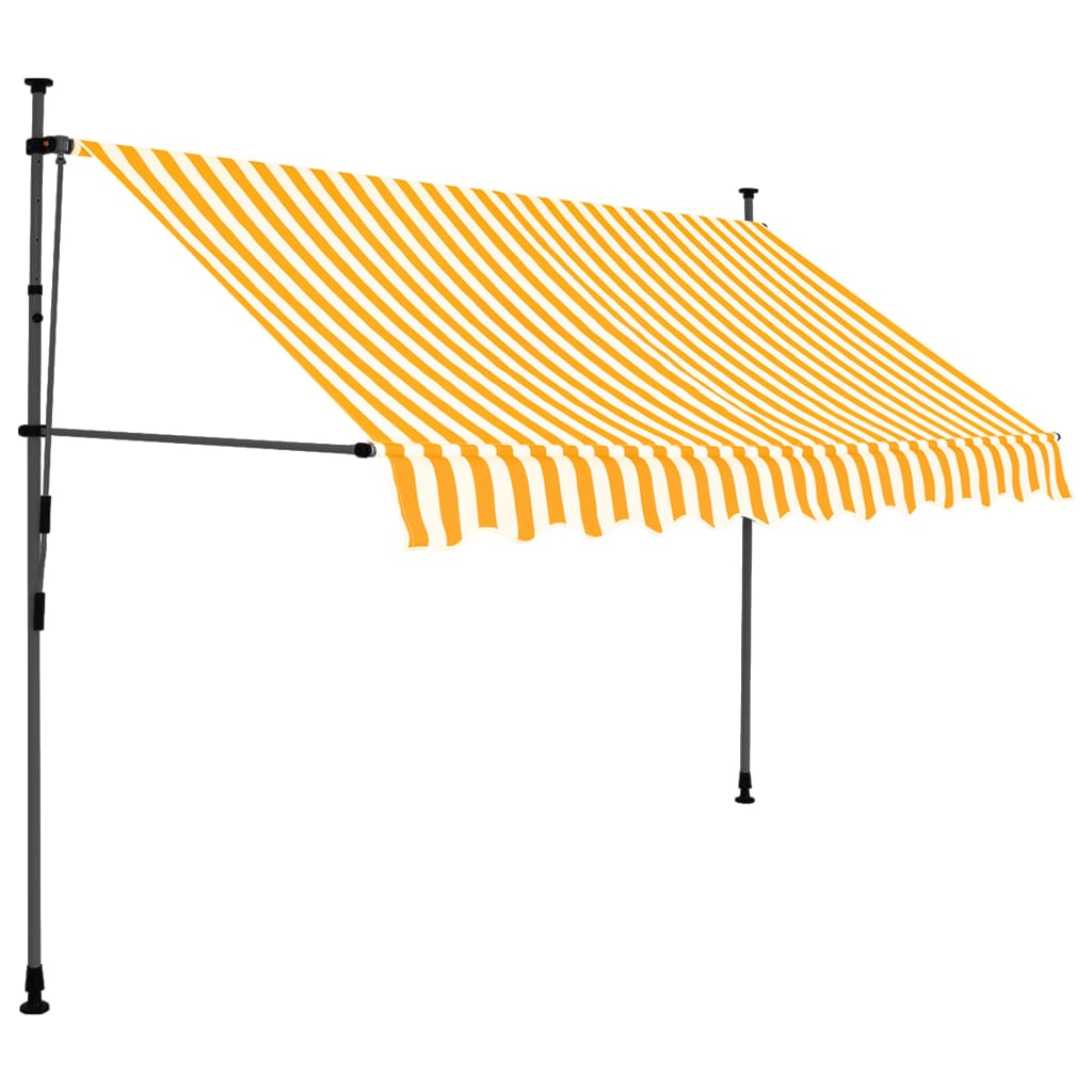 Markis manuellt infällbar med LED 250 cm vit och orange