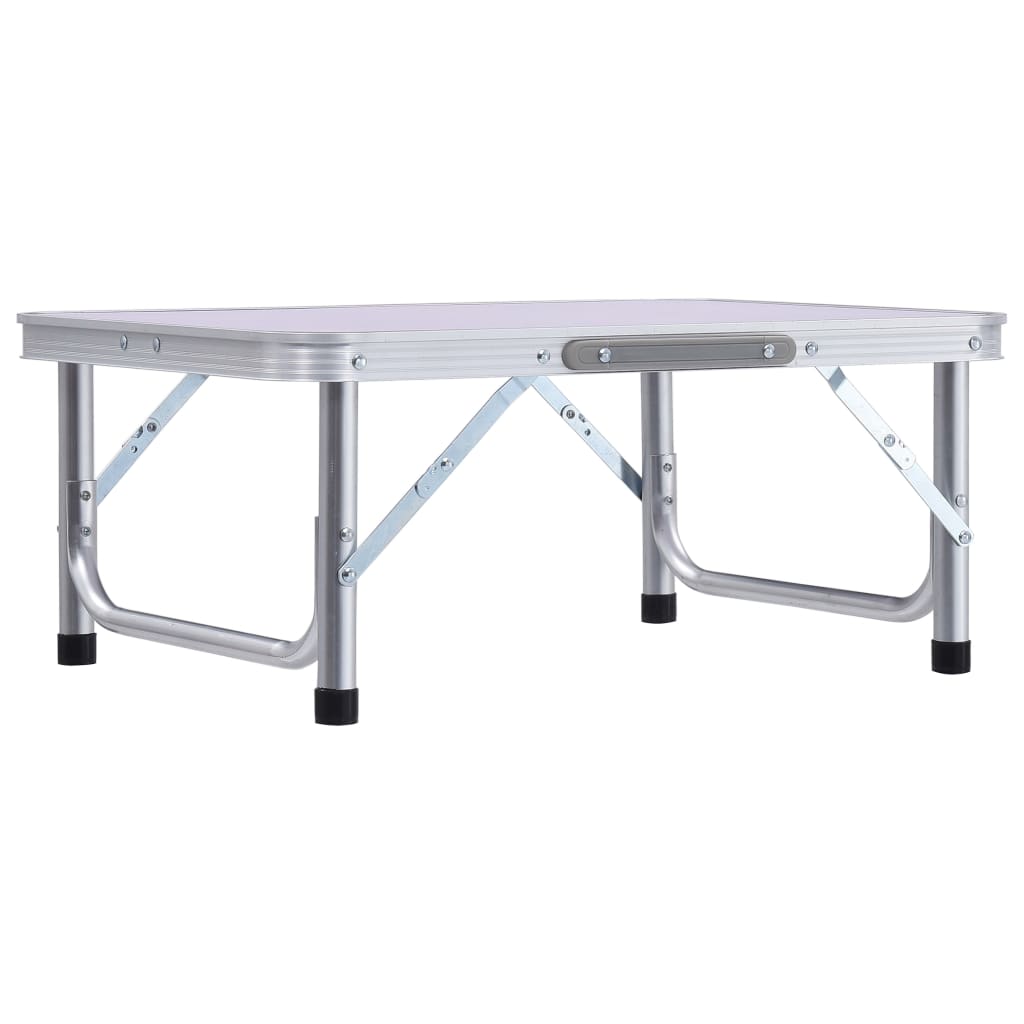 Hopfällbart campingbord vit aluminium 60x45 cm