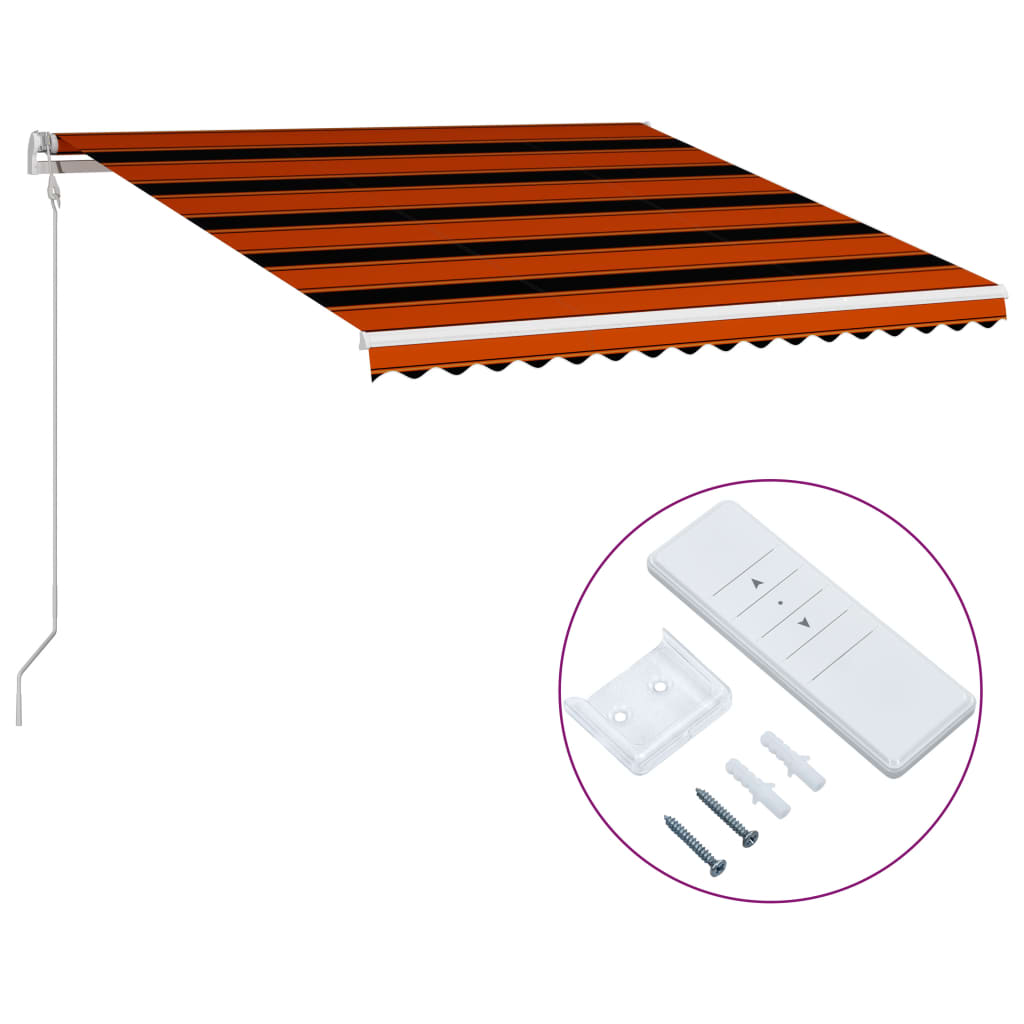 Markis automatiskt infällbar 400x300 cm orange och brun