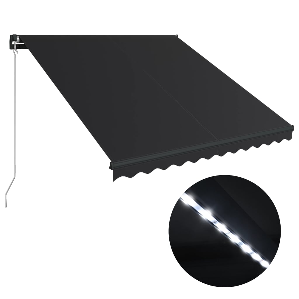 Markis manuellt infällbar med LED 300x250 cm antracit