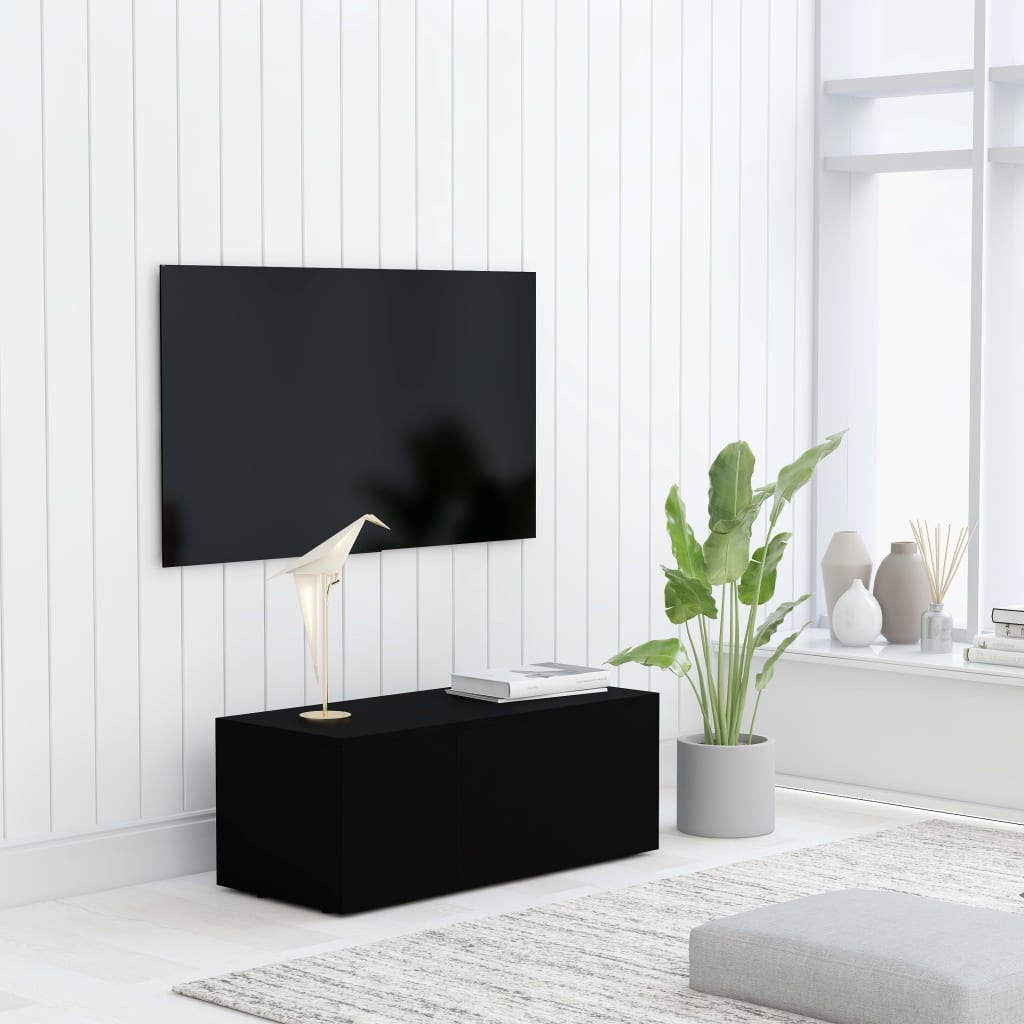 Tv-bänk svart 80x34x30 cm konstruerat trä