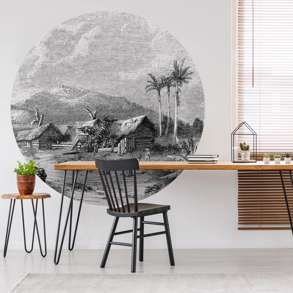 WallArt Tapet cirkelformad Landscape of Guadeloupe 190 cm