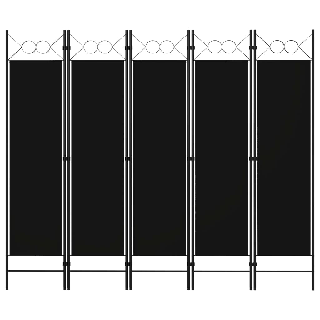 Rumsavdelare 5 paneler svart 200x180 cm