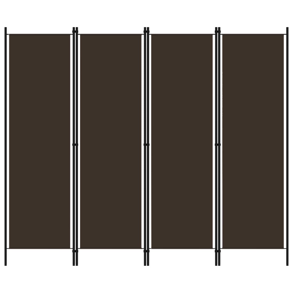 Rumsavdelare 4 paneler brun 200x180 cm