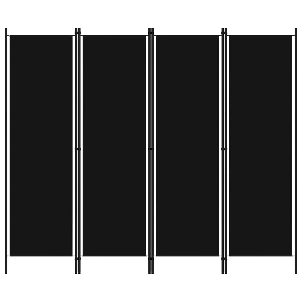 Rumsavdelare 4 paneler svart 200x180 cm