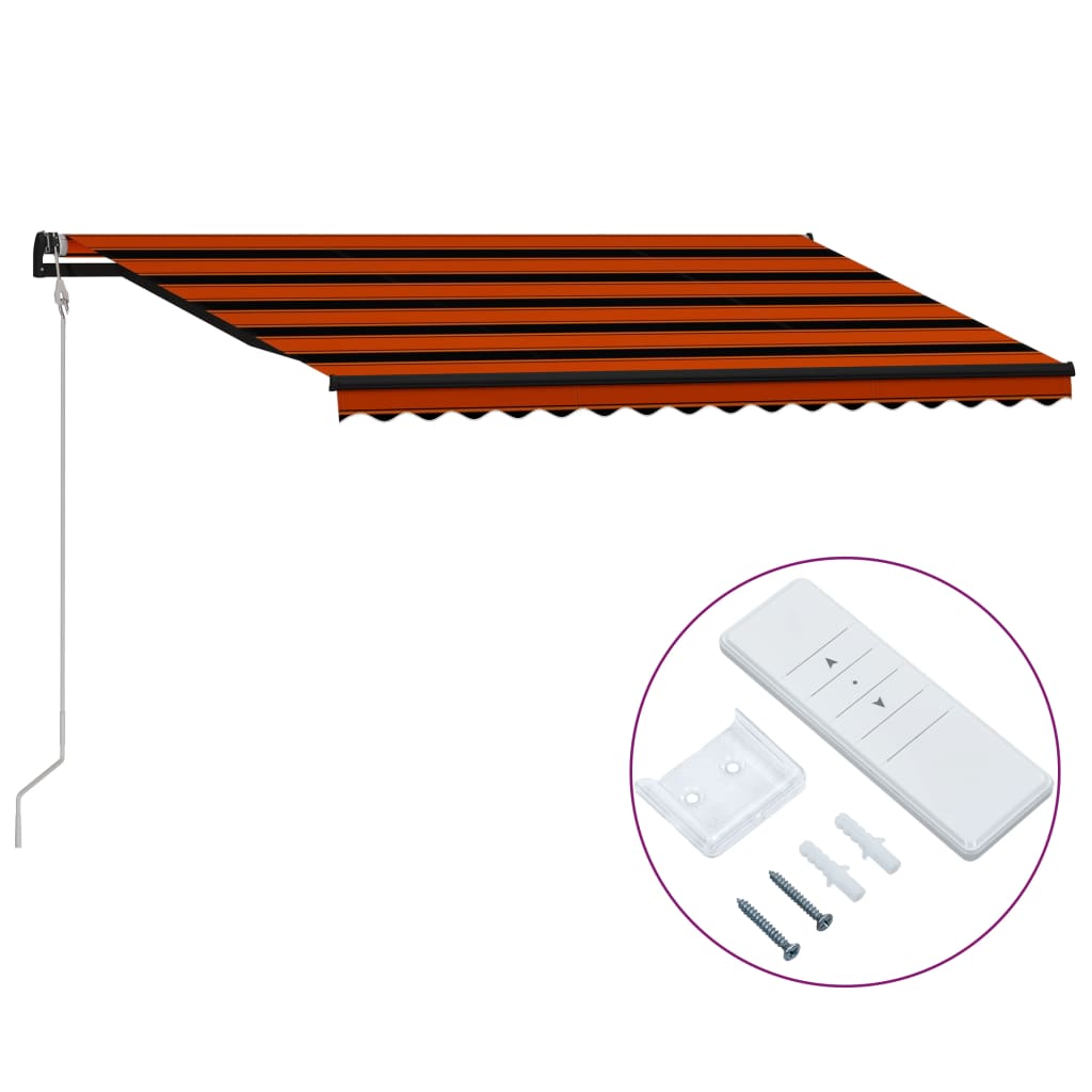 Markis automatiskt infällbar 450x300 cm orange och brun