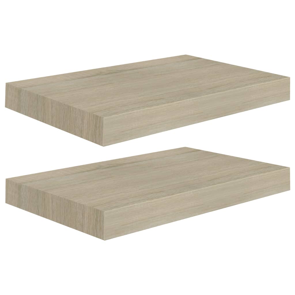 Svävande vägghyllor 2 st ek 40x23x3,8 cm MDF