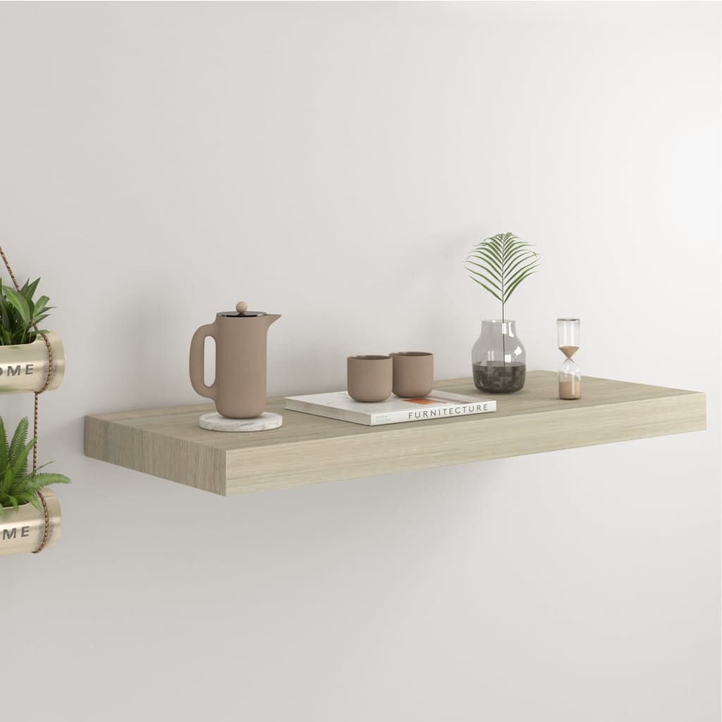 Svävande vägghylla ek 60x23,5x3,8 cm MDF