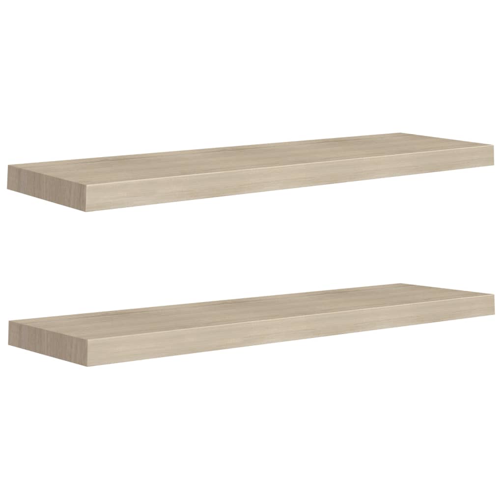 Svävande vägghyllor 2 st ek 90x23,5x3,8 cm MDF