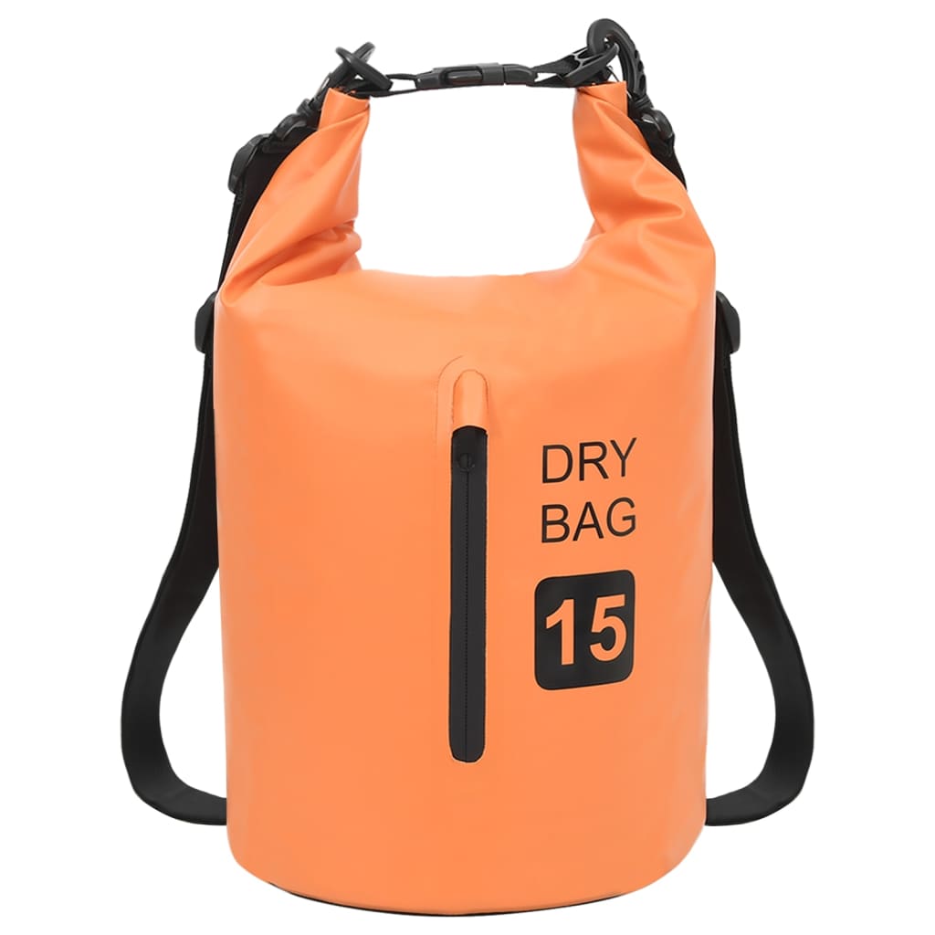 Vattentät packpåse med dragkedja orange 15 L PVC