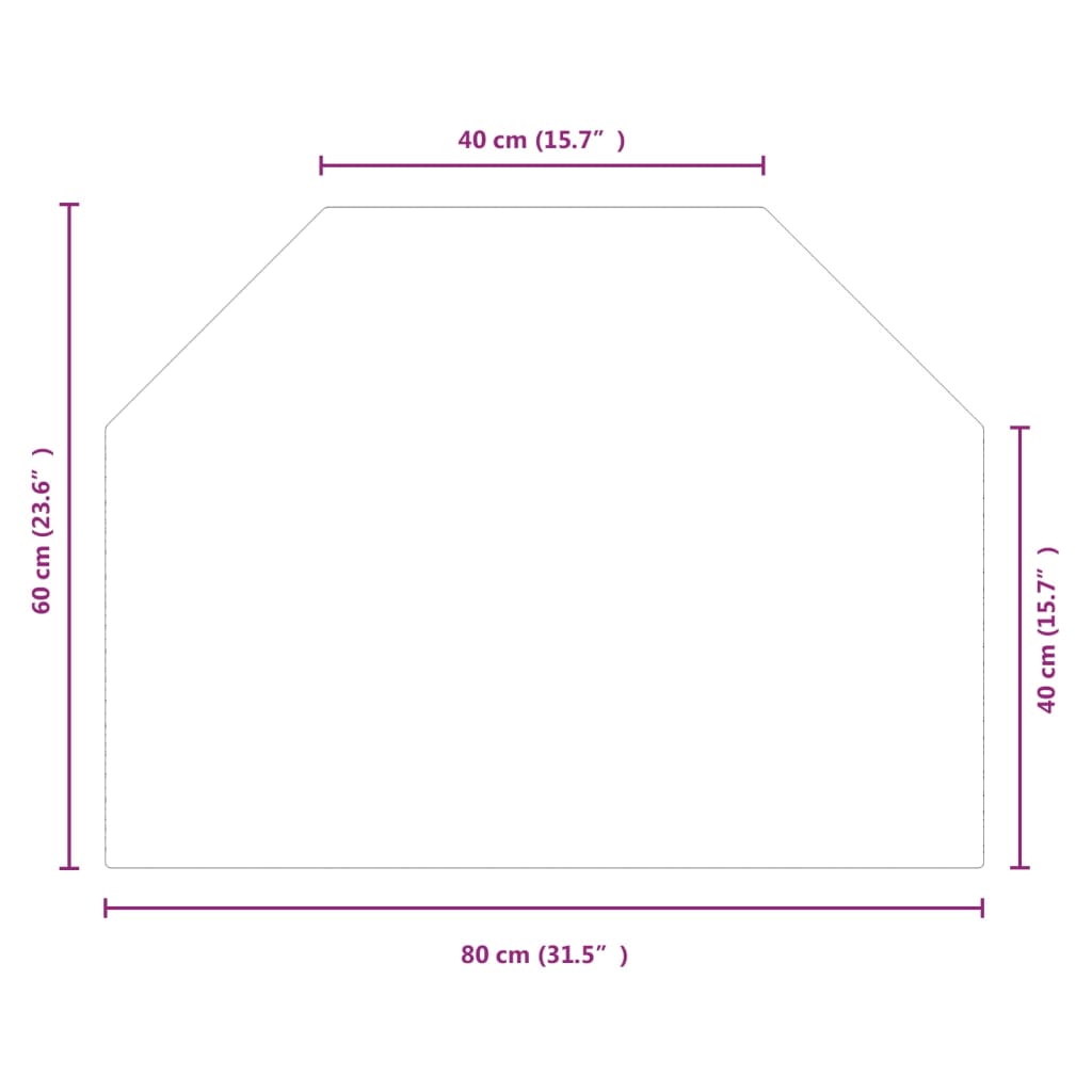 Glasskiva för öppen spis sexkantig 80x60 cm - njoyroom