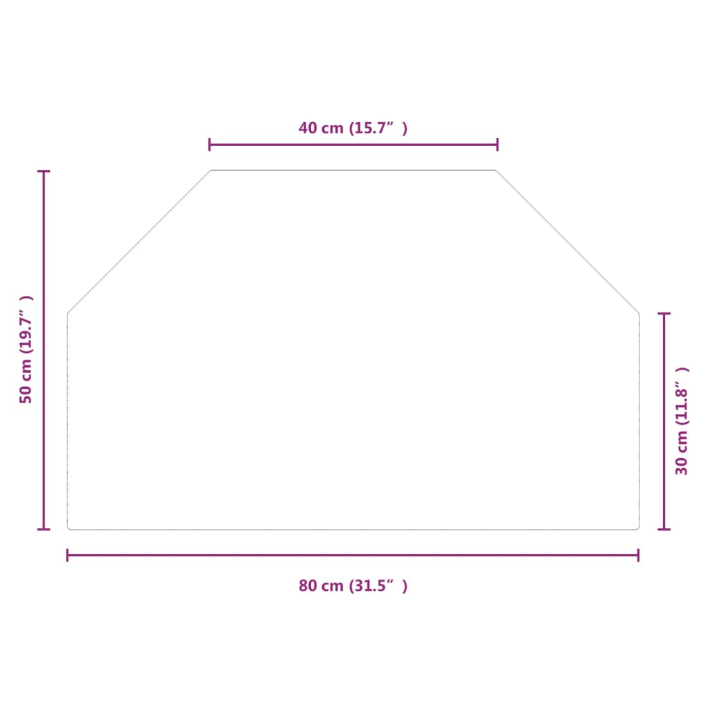 Glasskiva för öppen spis sexkantig 80x50 cm - njoyroom