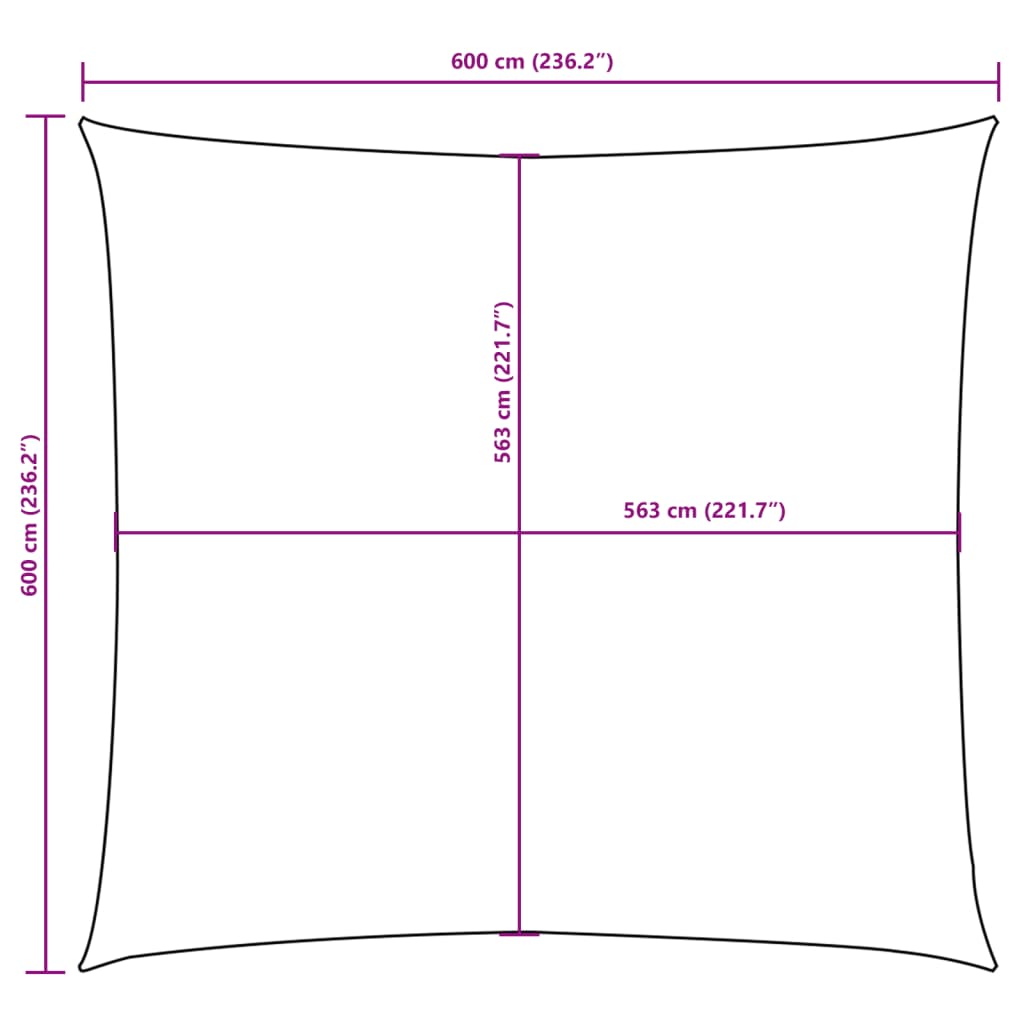 Solsegel oxfordtyg fyrkantigt 6x6 m vit - njoyroom