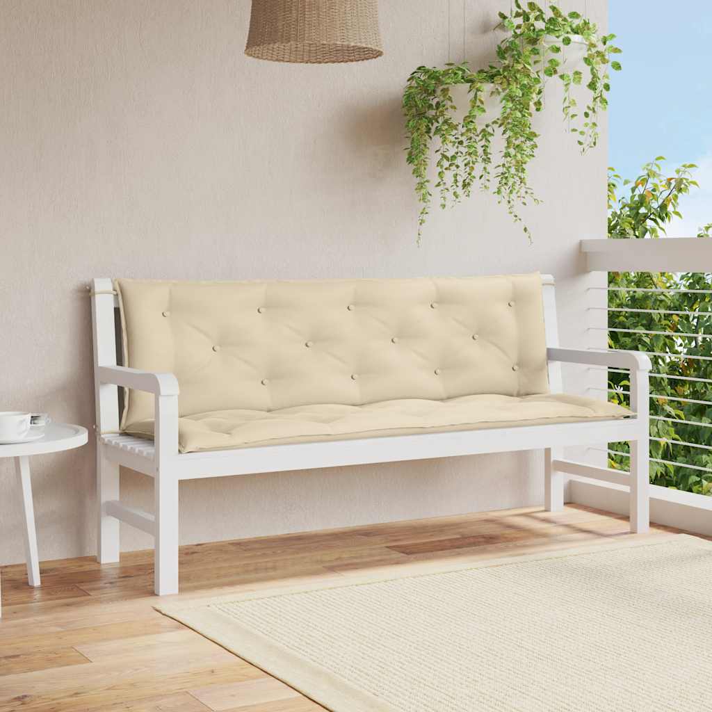 Bänkdyna för trädgården beige 150x(50+50)x7 cm oxfordtyg