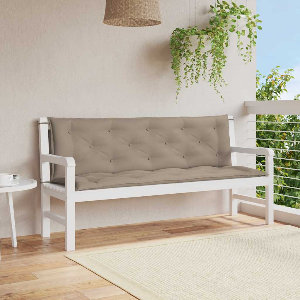 Bänkdyna för trädgården taupe 150x(50+50)x7 cm oxfordtyg