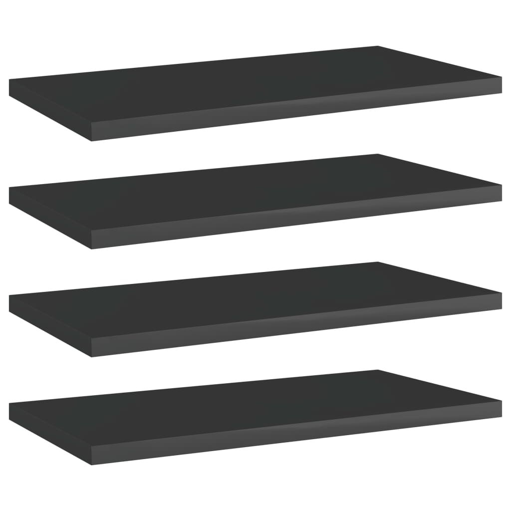 Hyllplan 4 st svart högglans 40x20x1,5 cm konstruerat trä