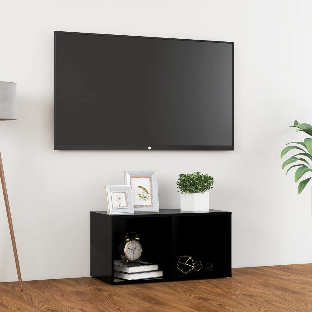 Tv-bänk svart 72x35x36,5 cm konstruerat trä