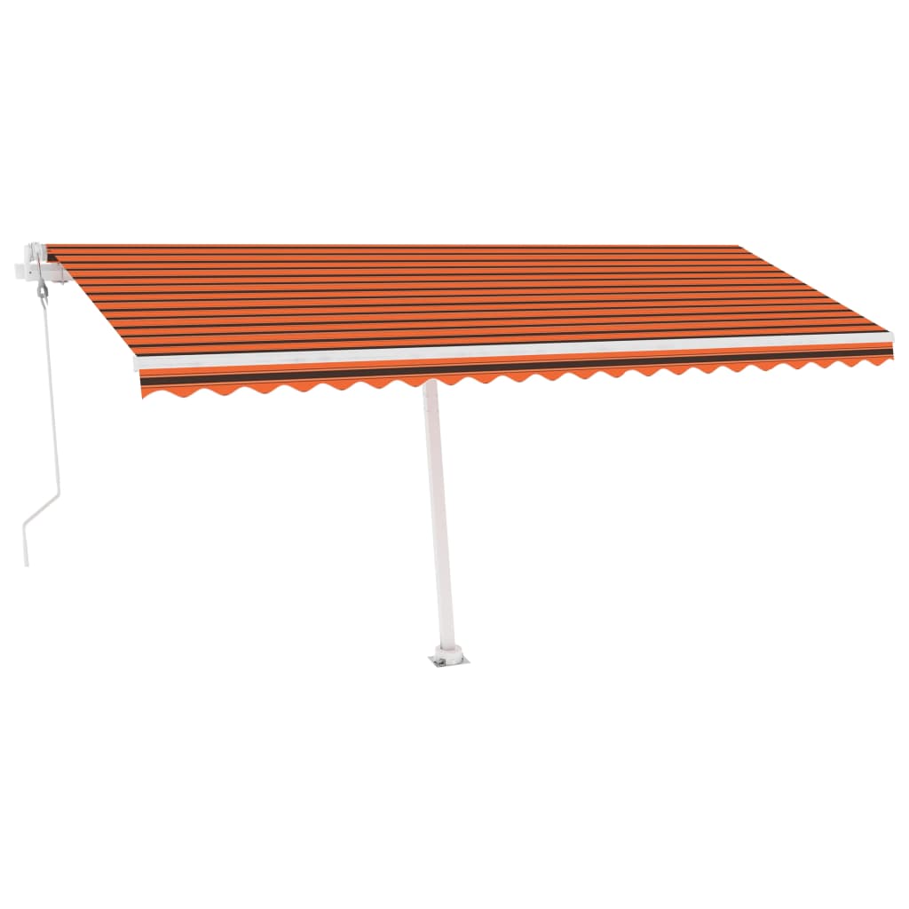 Automatisk markis med vindsensor & LED 500x300 cm orange/brun