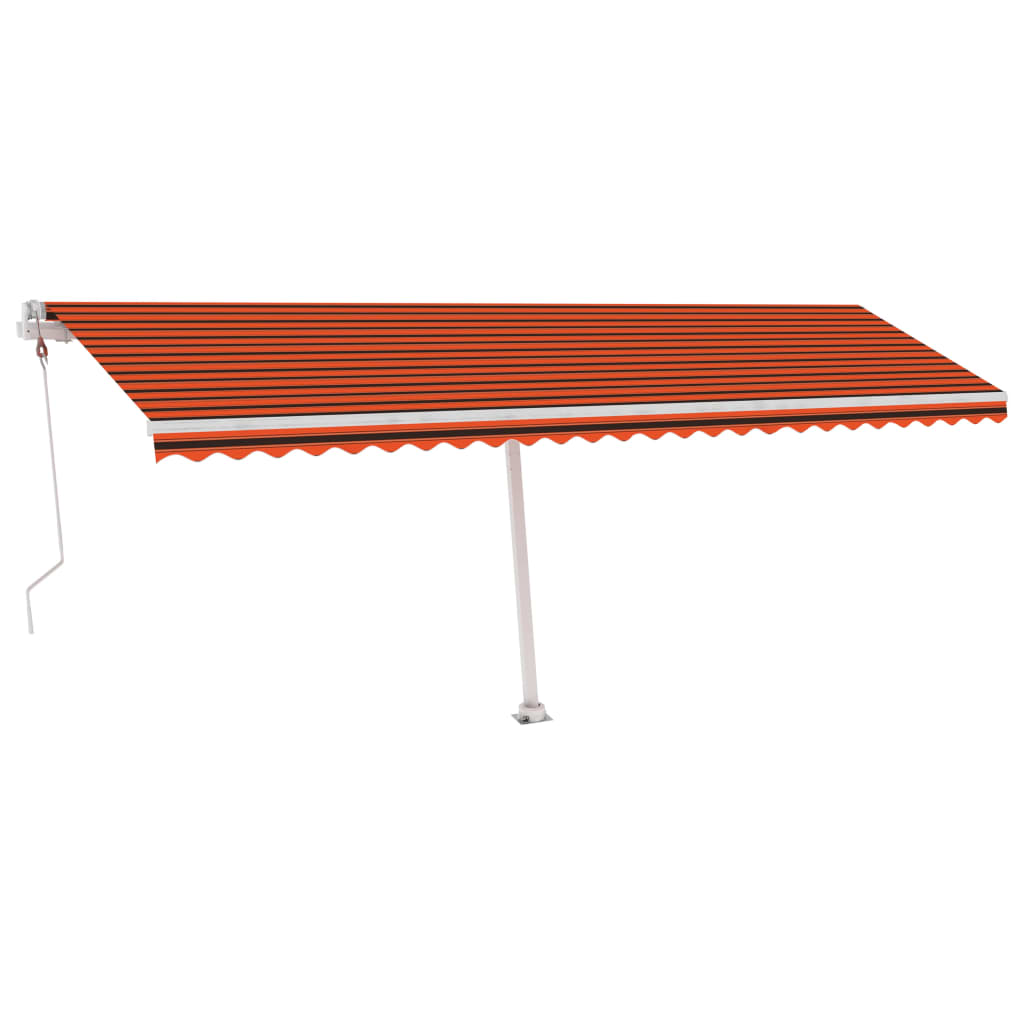 Automatisk markis med vindsensor & LED 600x300 cm orange/brun