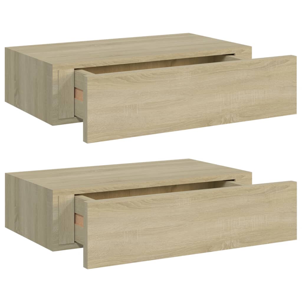 Väggmonterade lådor ek 2 st 40x23,5x10 cm MDF