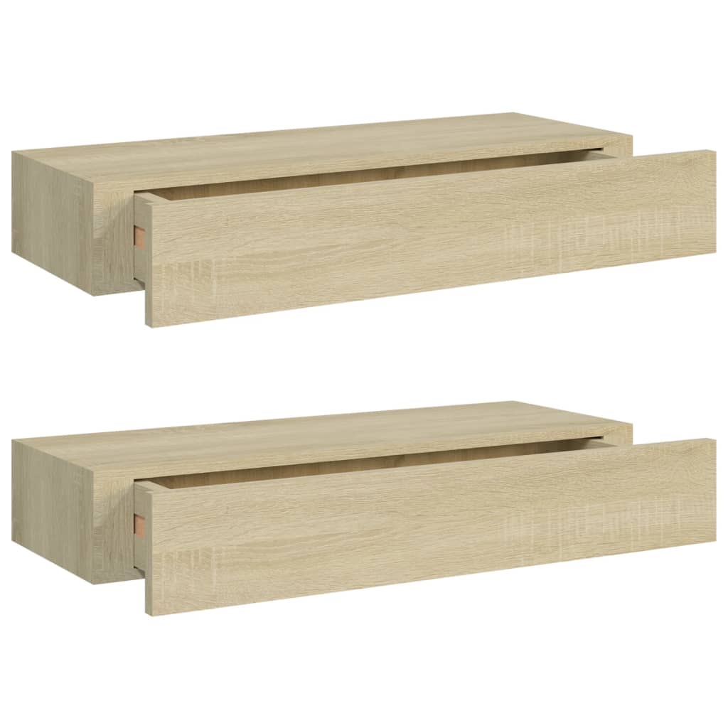 Väggmonterad låda 2 st ek 60x23,5x10 cm MDF