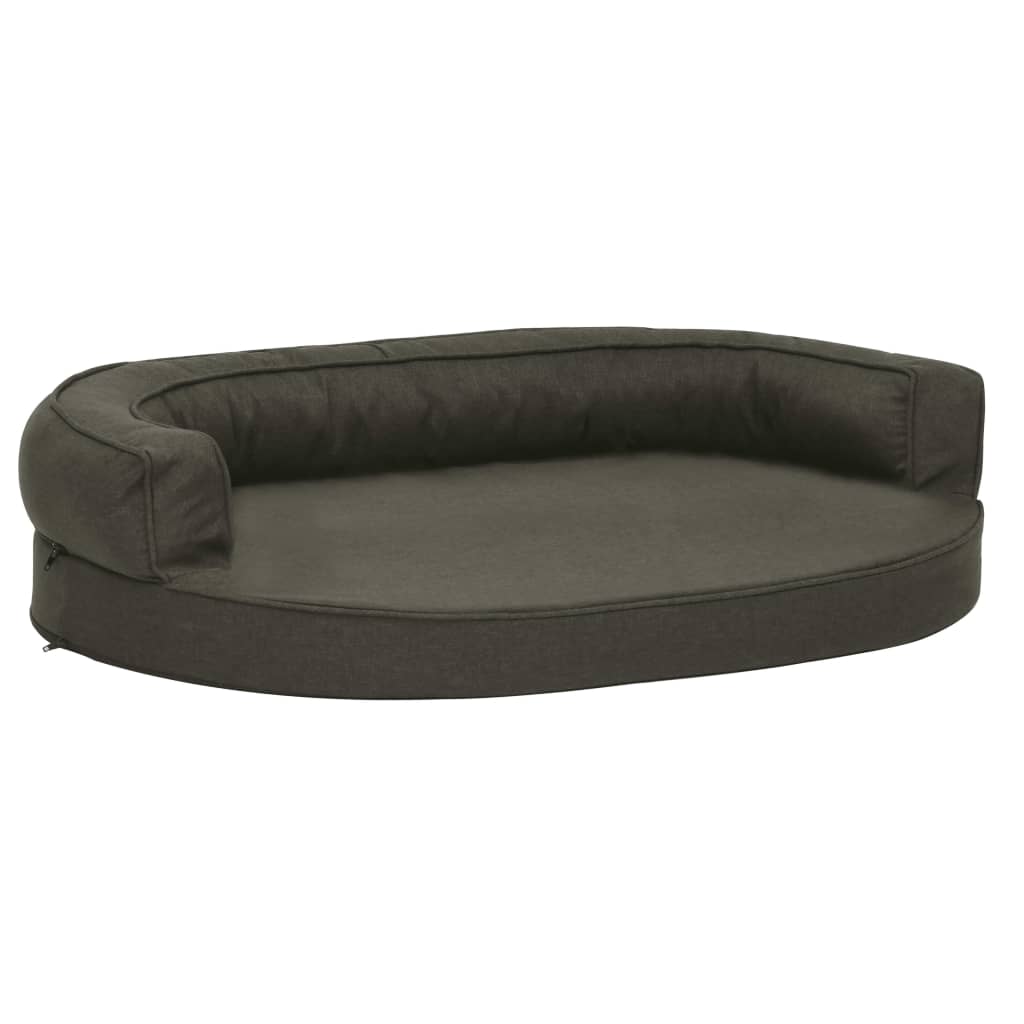 Ergonomisk hundmadrass 75x53 cm linnelook fleece mörkgrå