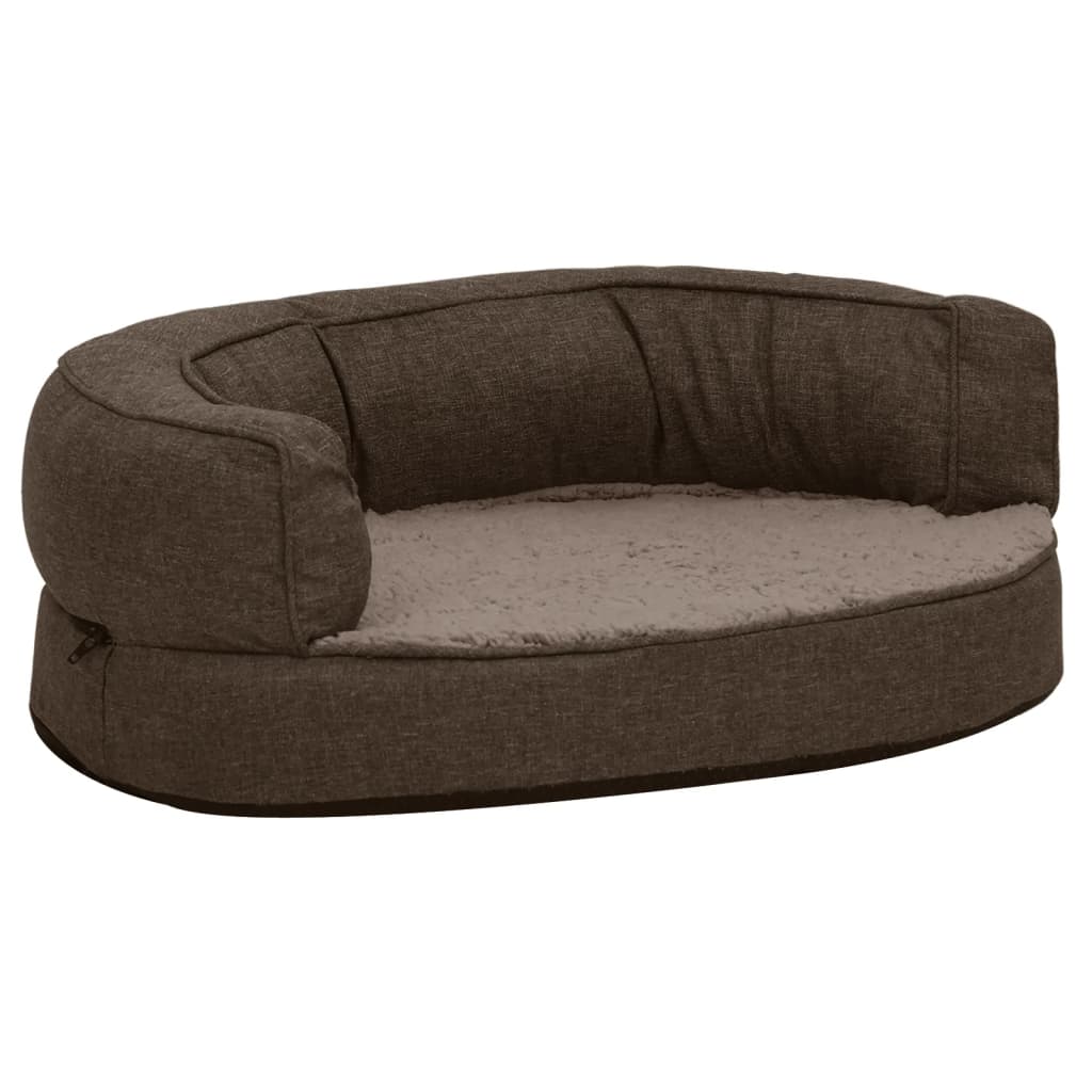 Ergonomisk hundmadrass 60x42 cm linnelook fleece brun