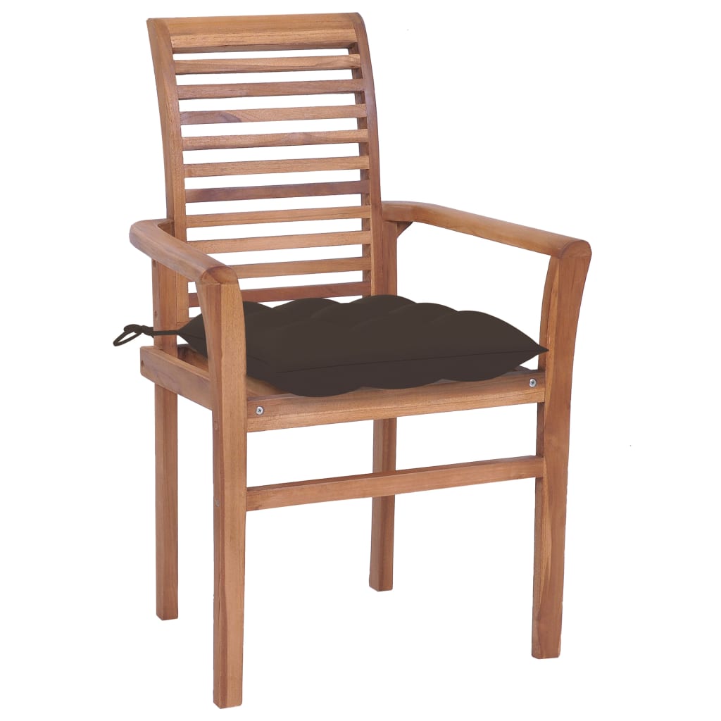 Matstolar 8 st med taupe dynor massiv teak