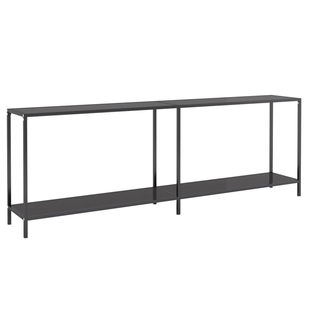 Konsolbord svart 220x35x75,5 cm härdat glas