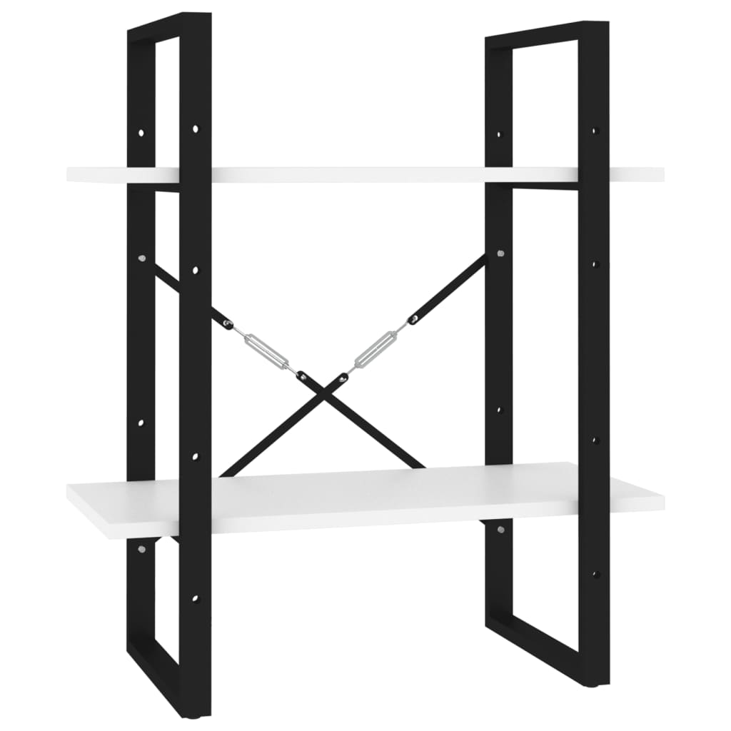 Bokhylla 2 hyllplan vit 60x30x70 cm konstruerat trä