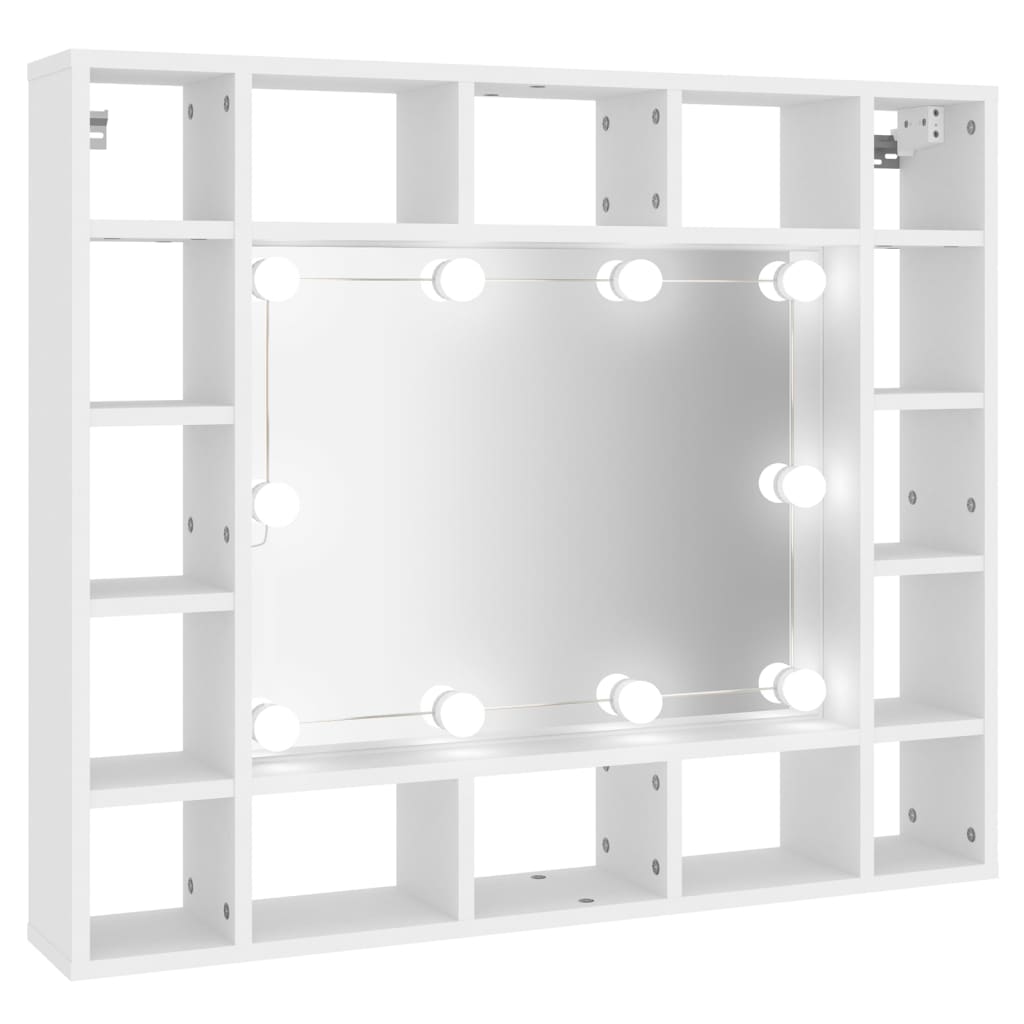 Spegelskåp med LED vit 91x15x76,5 cm